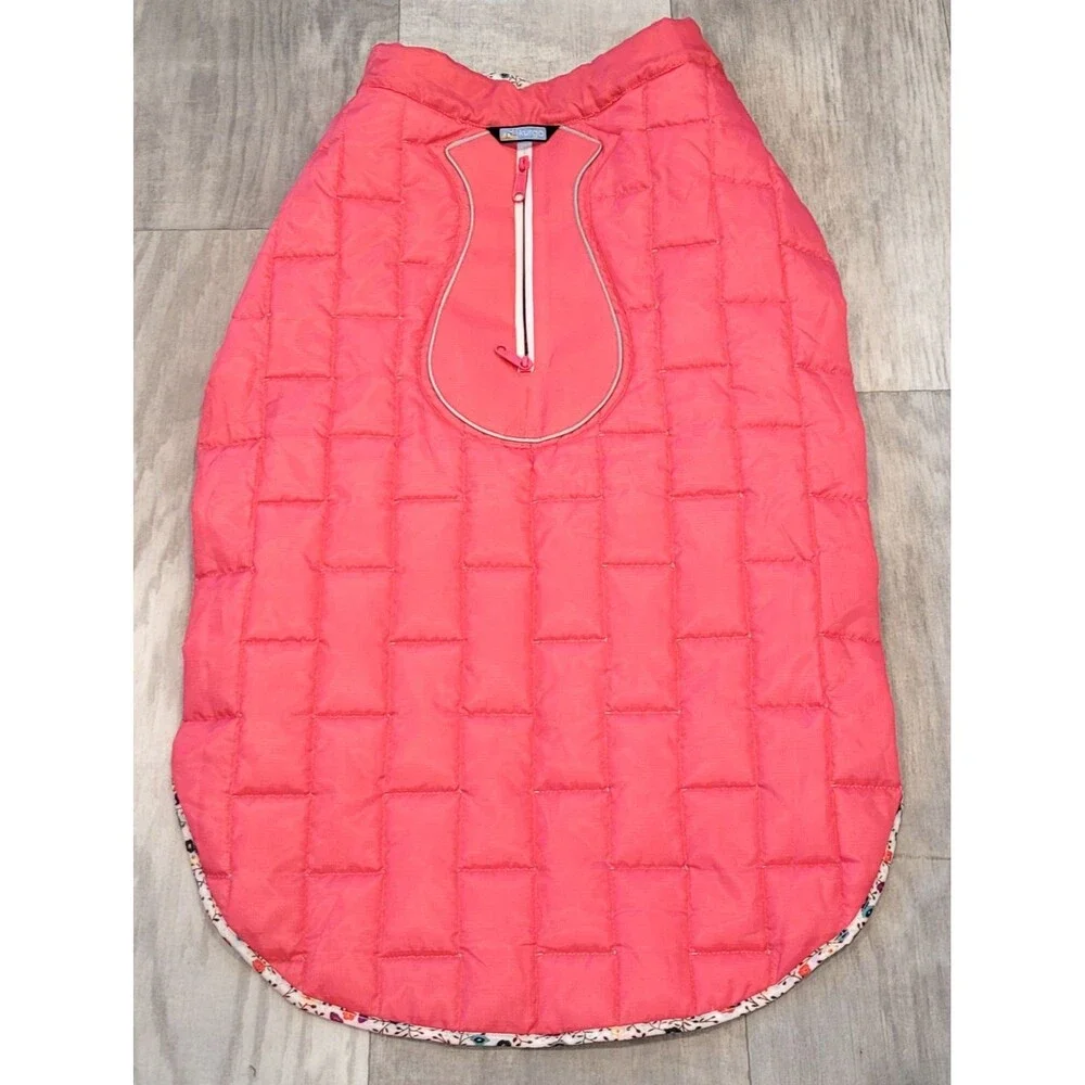 Kurgo Loft Reversible Dog Jacket XL Big Boned Pink Floral Quilted Winter Coat